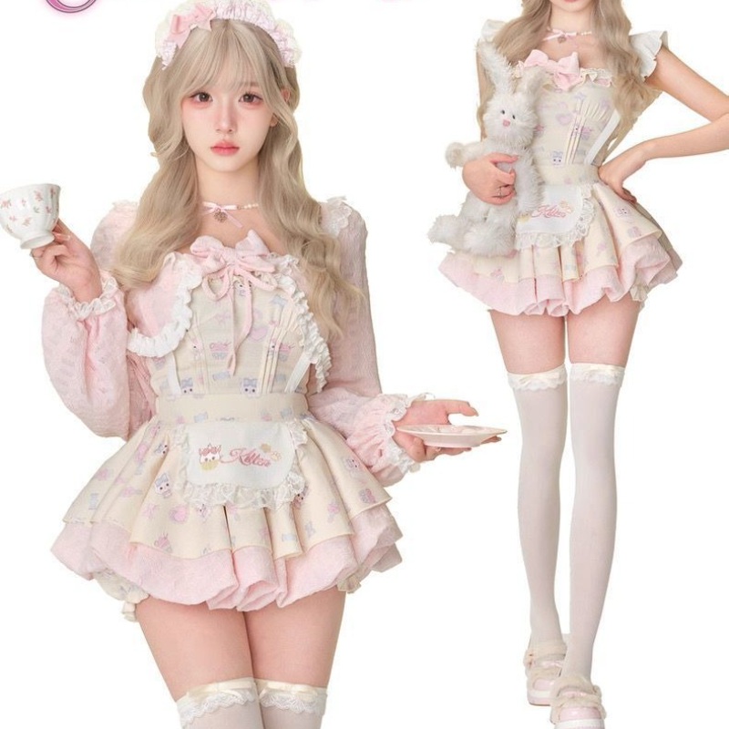 Women'S Fashion Knitwear - Japanisches süßes 3-teiliges Set im Lolita-Stil