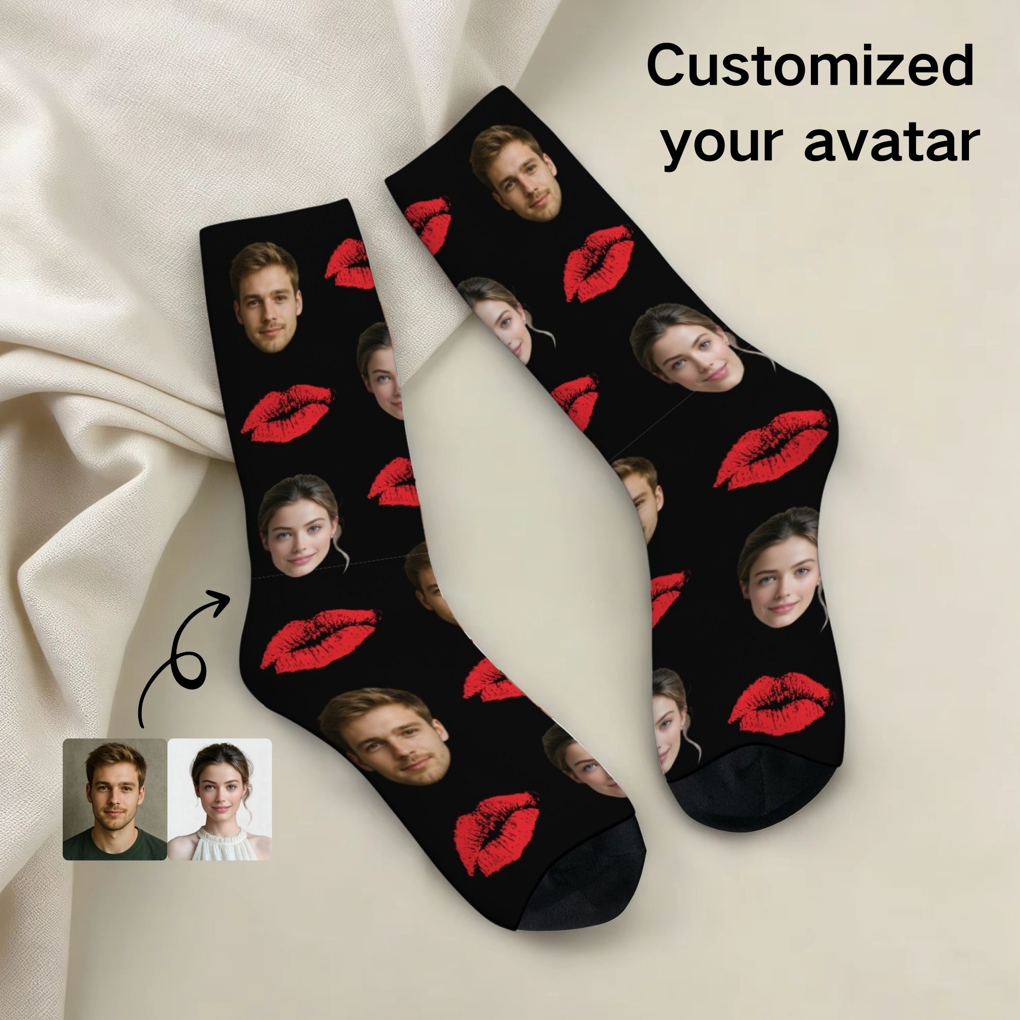 Women Fashion Youtube - 3D-Druck-Socken mit individuellem Lippenaufdruck für Männer,