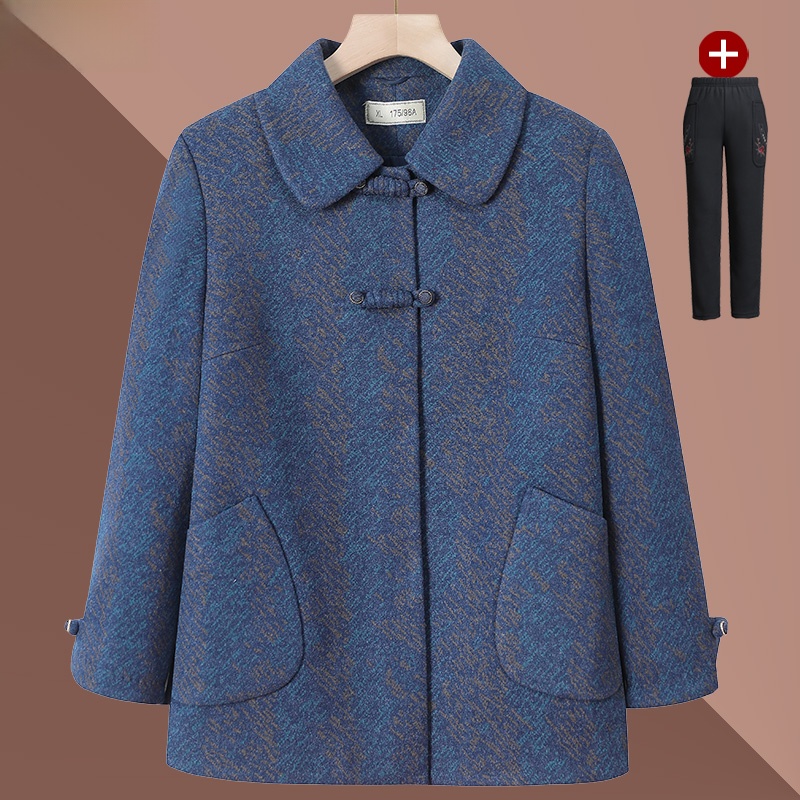 Women Fashion Over 60 - Frühling Herbst Dünnes Langarm-Oberbekleidungsset für Ältere