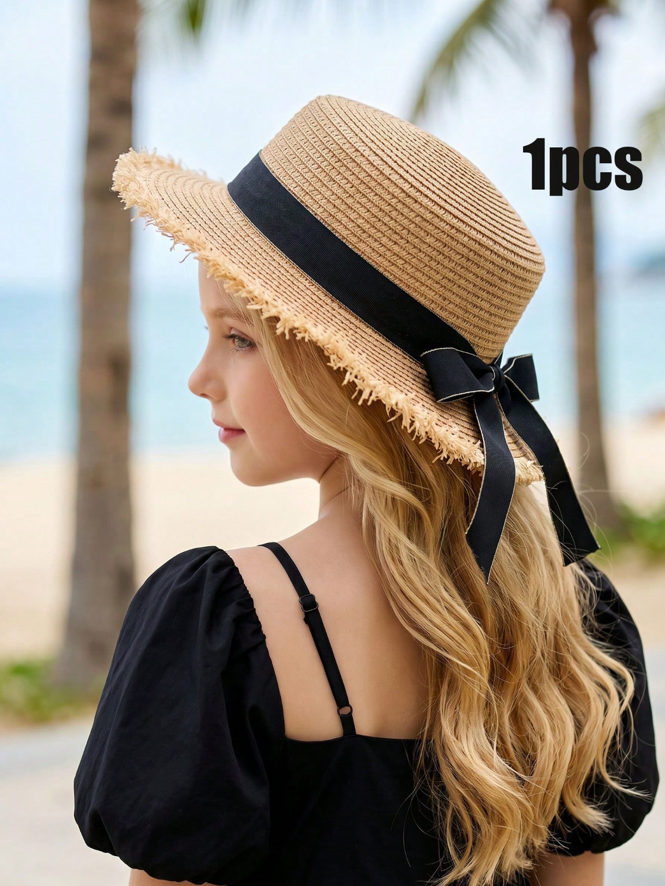 Straw Hat Summer - 1 Stück 3-8 Jahre Mädchen Strohhut