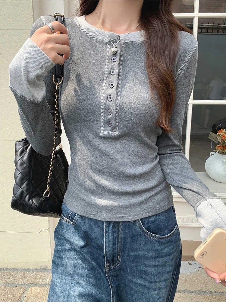 Women'S Fashion For 2025 - Y2K Patchwork T-Shirt 2025, Kontrastfarbenes Grunge-Oberteil,
