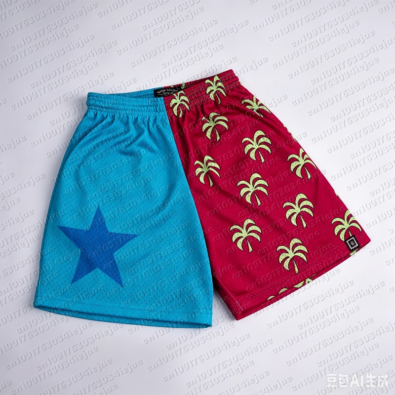 Straw Hat Summer - One Piece Strohhut-Piraten Wellen-Netzshorts für Herren