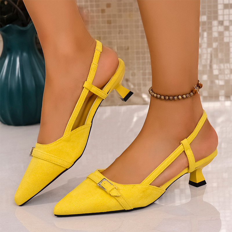Women'S Fashion For Summer 2025 - Modische gelbe High-Heels-Sandalen für Damen, Schnallen-Dekor,