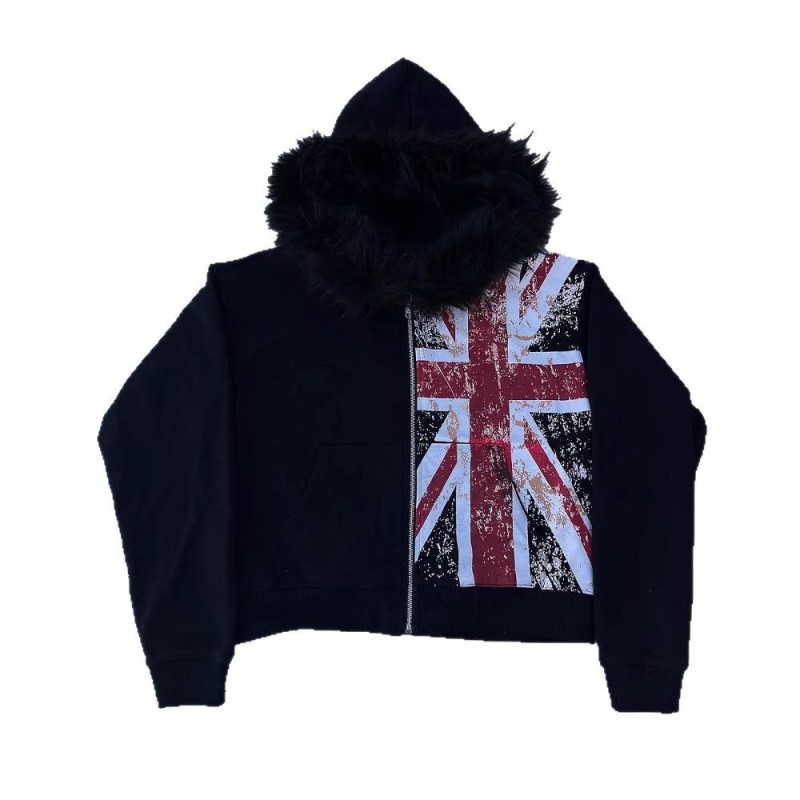 Women'S Fashion Uk 2025 - Übergroßer schwarzer Kapuzenpullover mit Kunstpelzkragen für