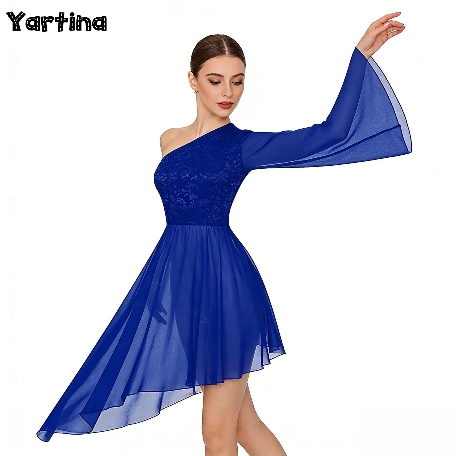 Wrap Blouse Chiffon - Liturgisches Lob-Ballett-Tanz-Tunika-Overlay-Kleider für Damen, florale Spitze,