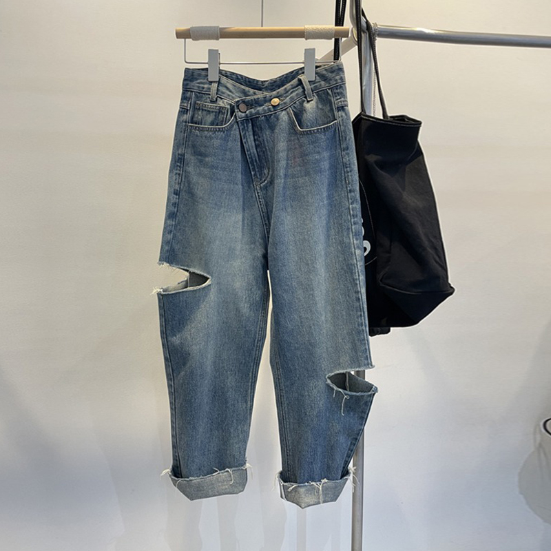 Women Fashion Jeans - Sommer Frauen Zerrissene Jeans Hohe Taille