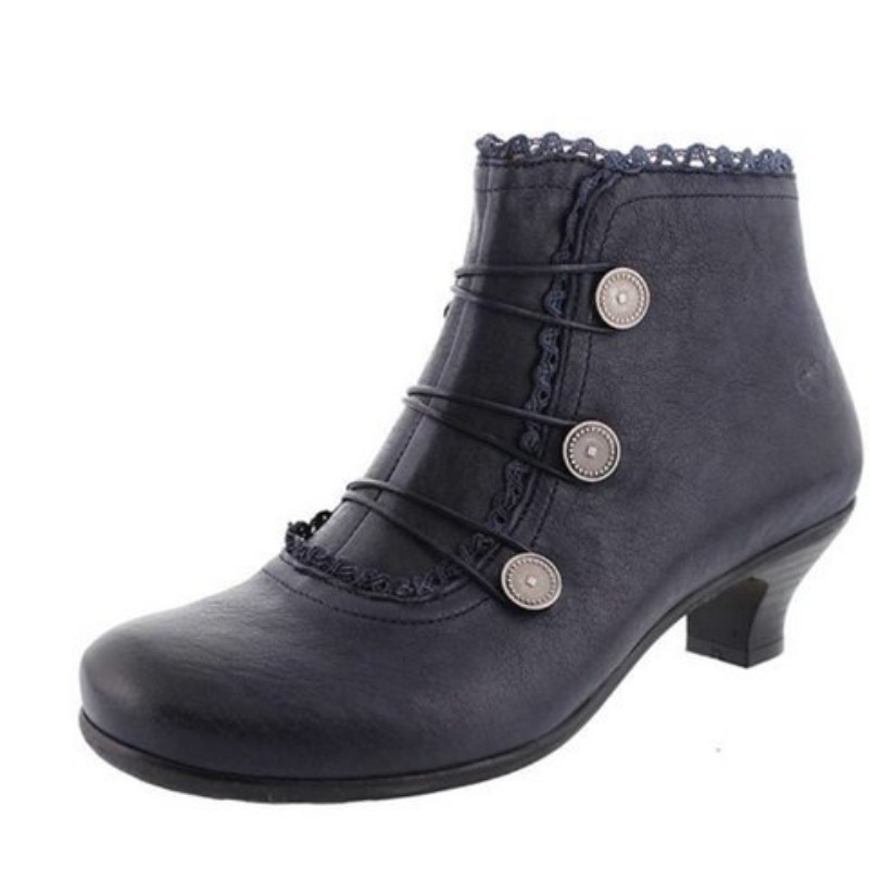 Women'S Fashion Middle Ages - Damenschuhe Mittelalter Stiefeletten mit Blockabsatz Reißverschluss