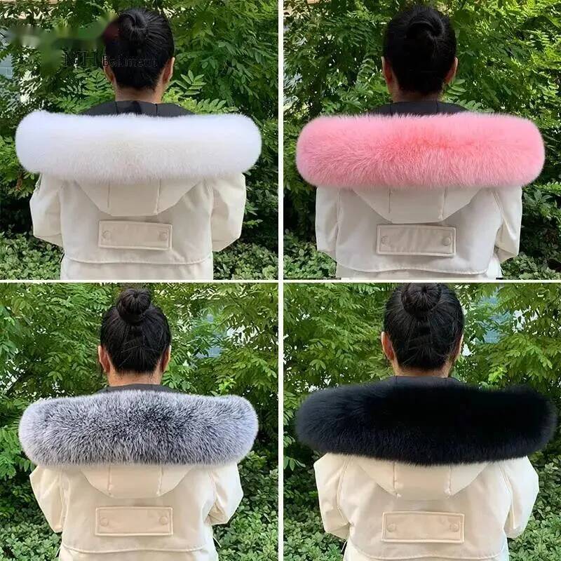 Women'S Fashion Long Coat - 100% natürliche Pelz Kragen Winter Echt