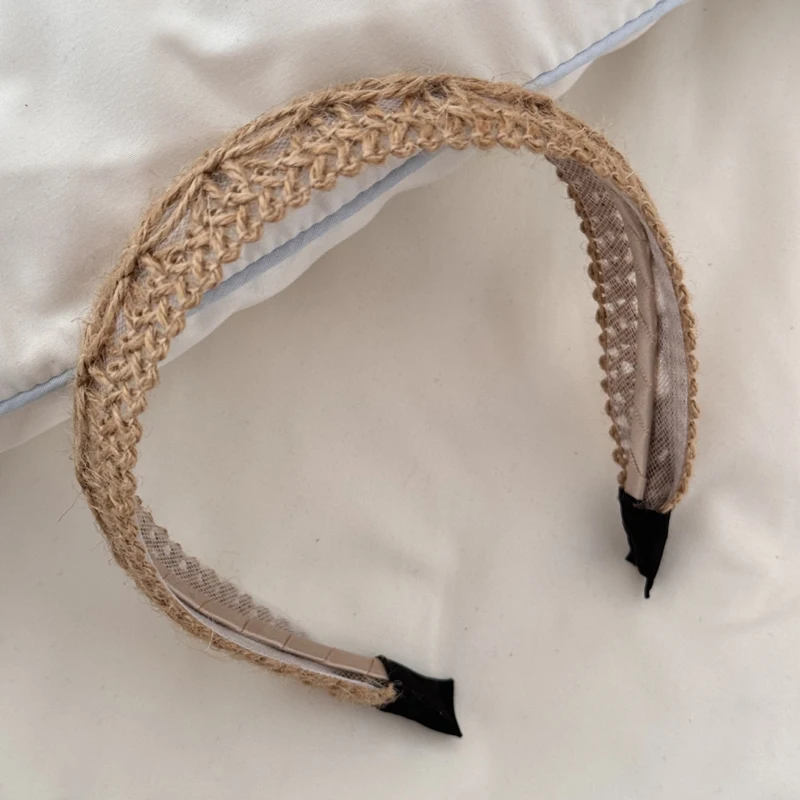 Straw Hat Summer - Stroh-Stirnband mit breiter Krempe für Damen,