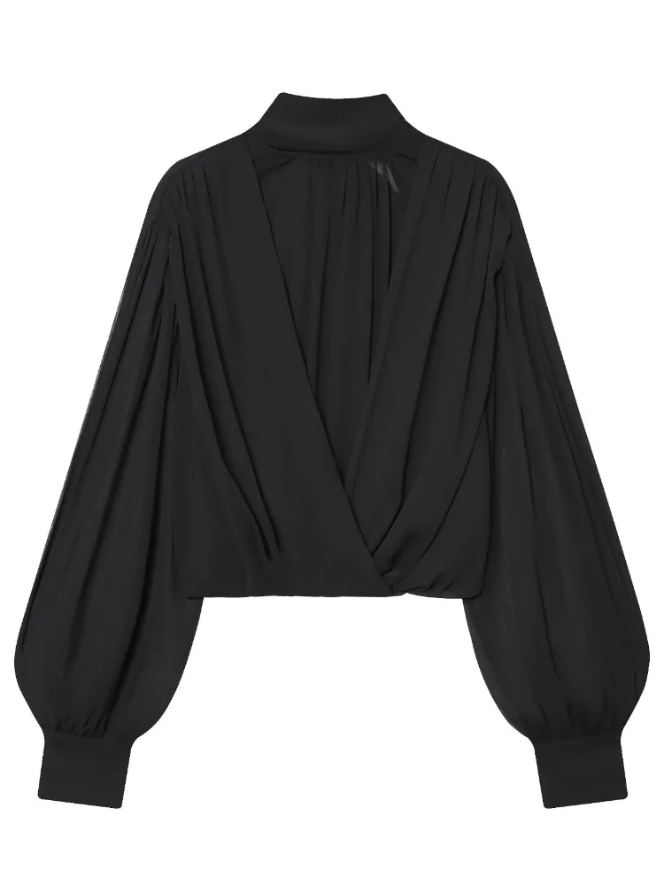 Schwarze Transparente Chiffon- – Wrap Blouse Chiffon Bewertung und Preis