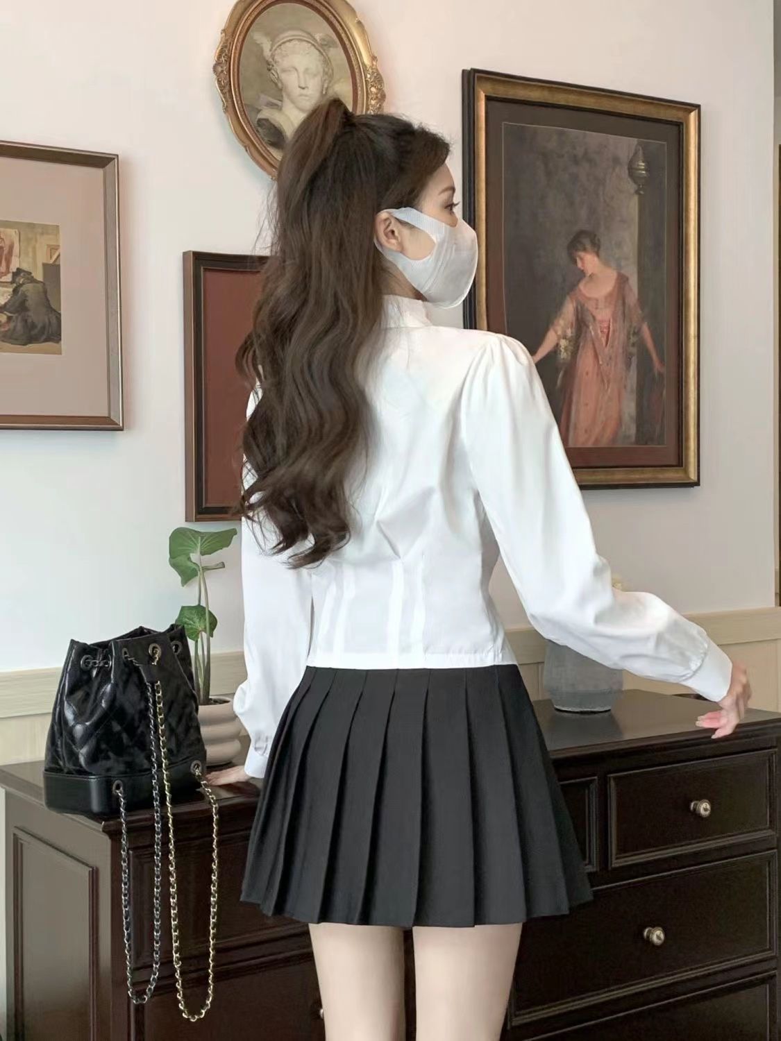 2000er Jahre weißes Langarm-Vi – Wrap Blouse Chiffon Bewertung und Preis
