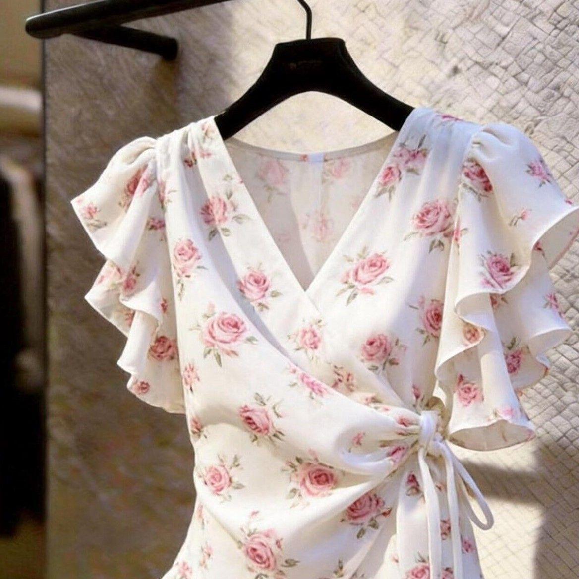 Damen V-Ausschnitt Wickel-Chif – Wrap Blouse Chiffon Bewertung und Preis