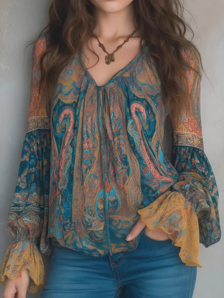 Ethnische Damen Vintage Boho-O – Wrap Blouse Chiffon Bewertung und Preis