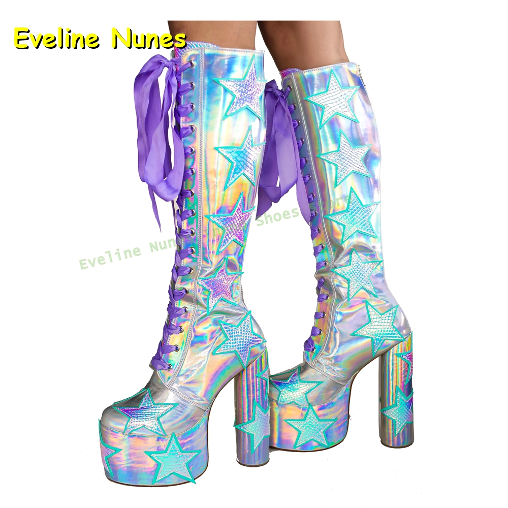 Sterne Druck Multi Farbe Platt – Women'S Fashion Boots 2025 Bewertung und Preis