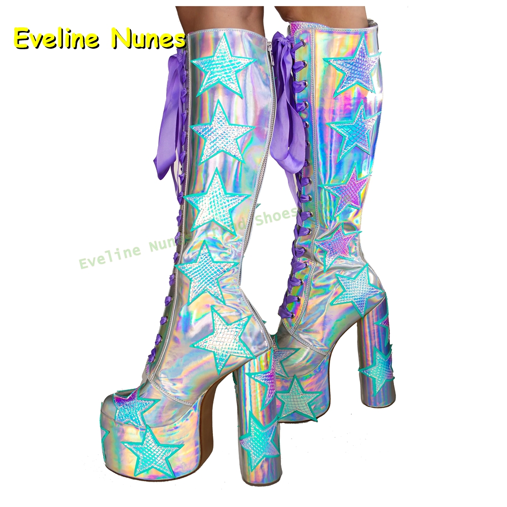 Sterne Druck Multi Farbe Platt – Women'S Fashion Boots 2025 Bewertung und Preis