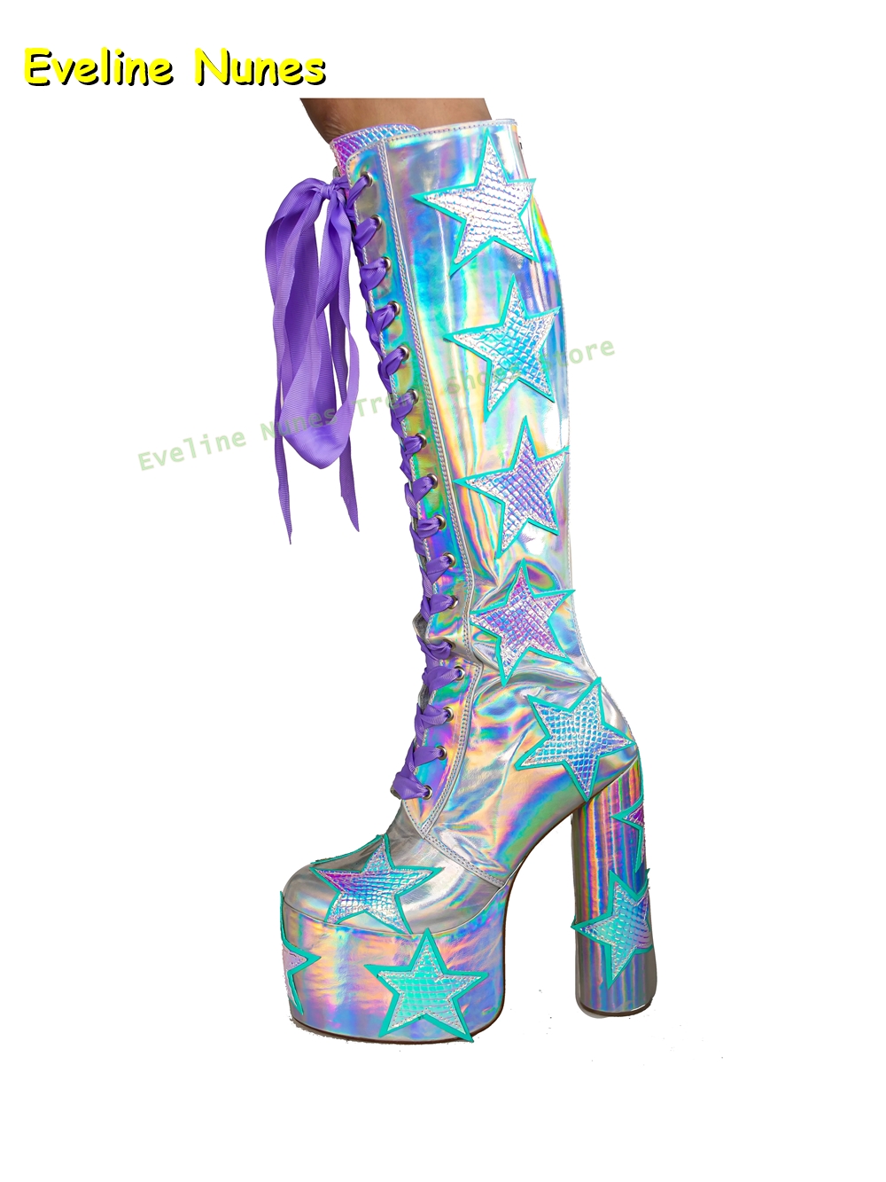 Sterne Druck Multi Farbe Platt – Women'S Fashion Boots 2025 Bewertung und Preis