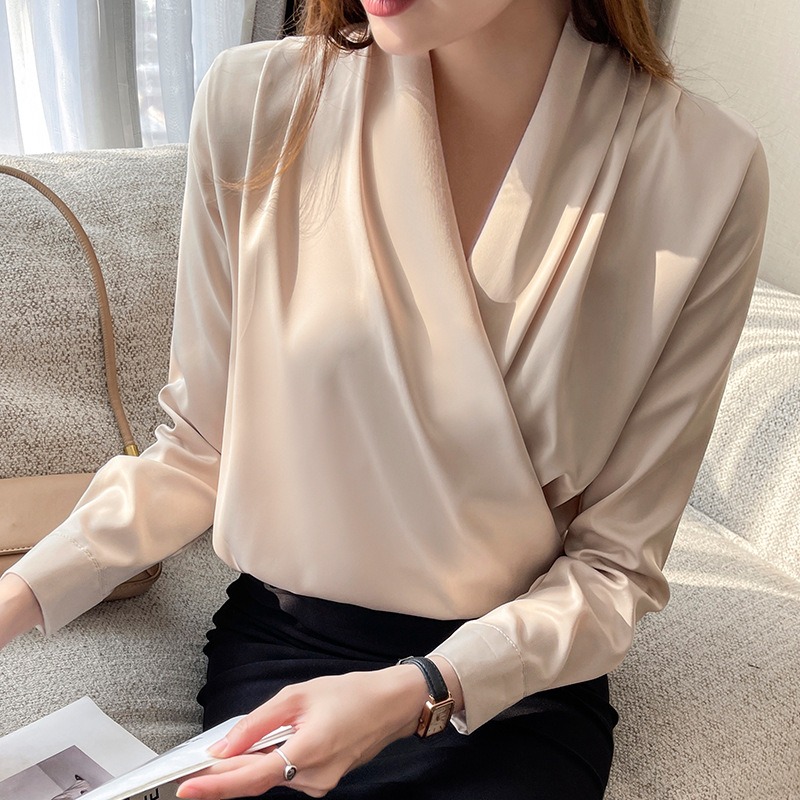 Damen Wickelbluse mit V-Aussch – Wrap Blouse Chiffon Bewertung und Preis