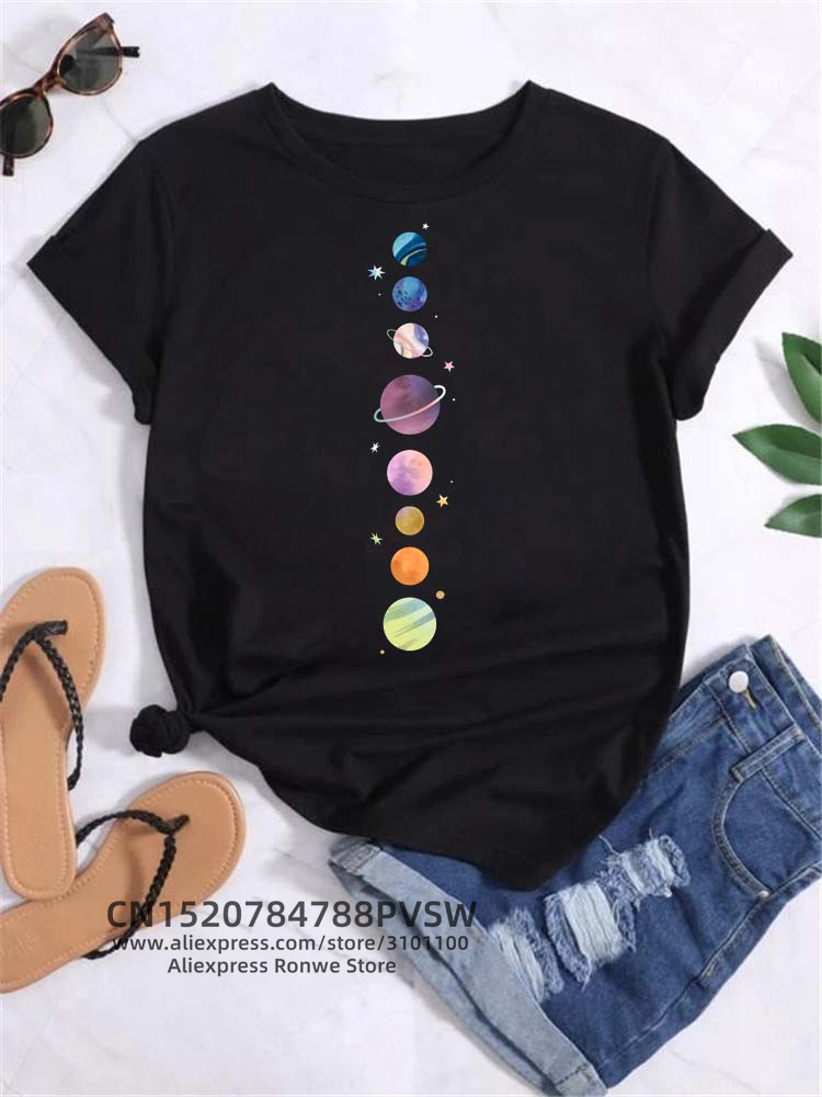 Mond Raum Planet Print T-shirt – Women'S Fashion In The 90S Bewertung und Preis