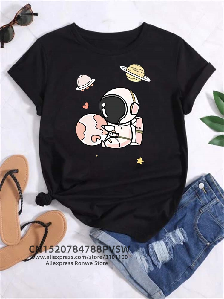 Mond Raum Planet Print T-shirt – Women'S Fashion In The 90S Bewertung und Preis