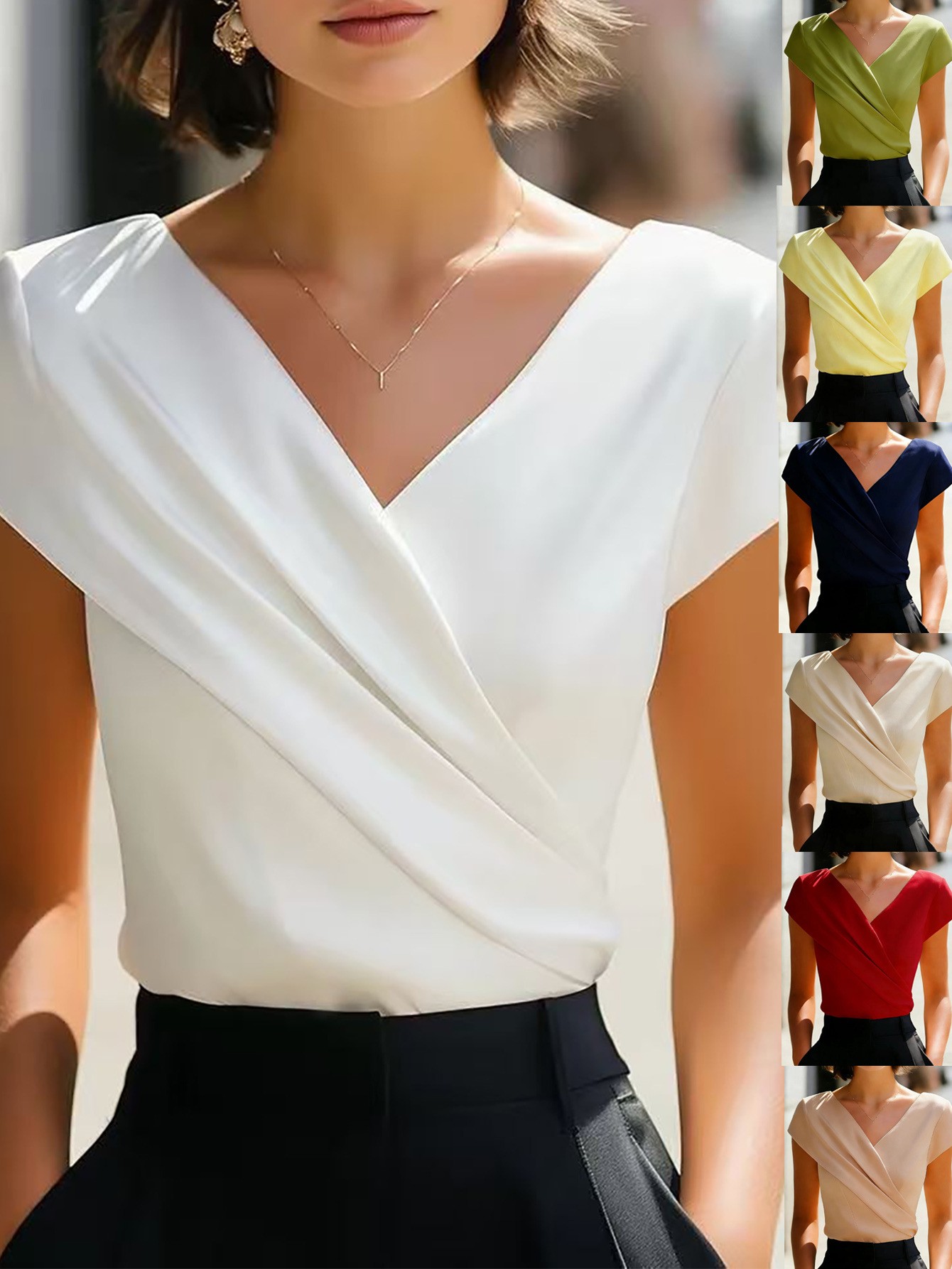 Sommer Damenbluse Einfarbig We – Wrap Blouse Chiffon Bewertung und Preis