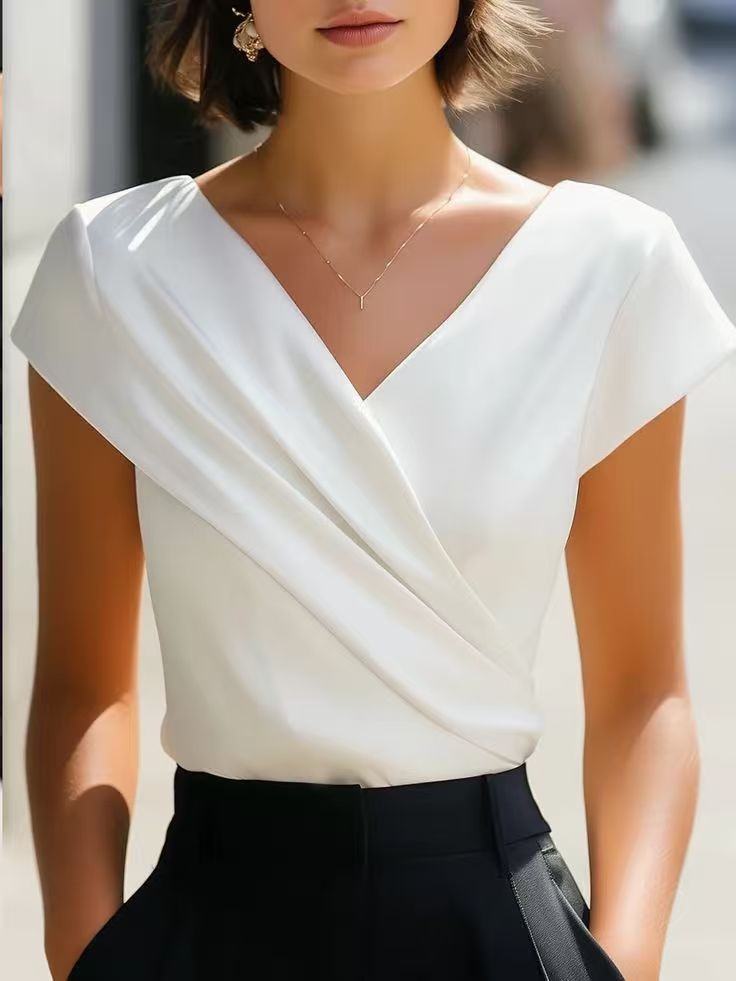Sommer Damenbluse Einfarbig We – Wrap Blouse Chiffon Bewertung und Preis