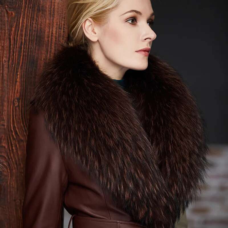 Waschbären Pelz Kragen Weiblic – Women'S Fashion Long Coat Bewertung und Preis