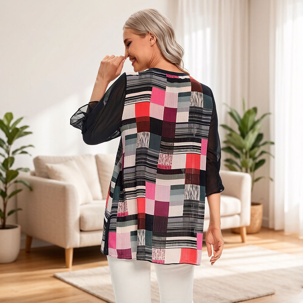 Damen-Bluse mit Farbblock- und – Wrap Blouse Chiffon Bewertung und Preis